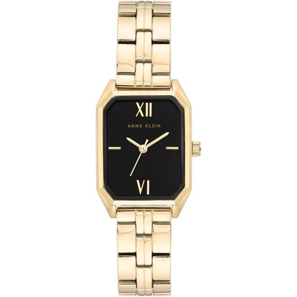 Women\'s Gold Black Stainless Steel Water Resistant Bracelet Adjustable Watch